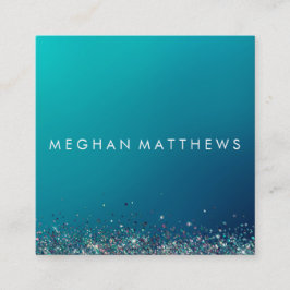 ブルーシルバースパークル美しいスタイリストメイクアップアーティスト スクエア名刺