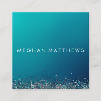 ブルーシルバースパークル美しいスタイリストメイクアップアーティスト  スクエア名刺