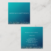 ブルーシルバースパークル美しいスタイリストメイクアップアーティスト スクエア名刺 (正面/裏面)