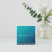 ブルーシルバースパークル美しいスタイリストメイクアップアーティスト スクエア名刺 (スタンド正面)