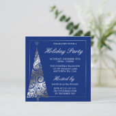 ブルーシルバースワールクリスマスツリーホリデーパーティー 招待状 (スタンド正面)