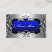 ブルーシルバーダイヤモンドイメージハート エレガント 名刺 (正面)