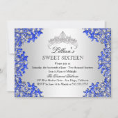 ブルーシルバーダマスクティアラスウィート16招待状 招待状 (正面)