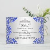 ブルーシルバーダマスクティアラスウィート16招待状 招待状 (スタンド正面)