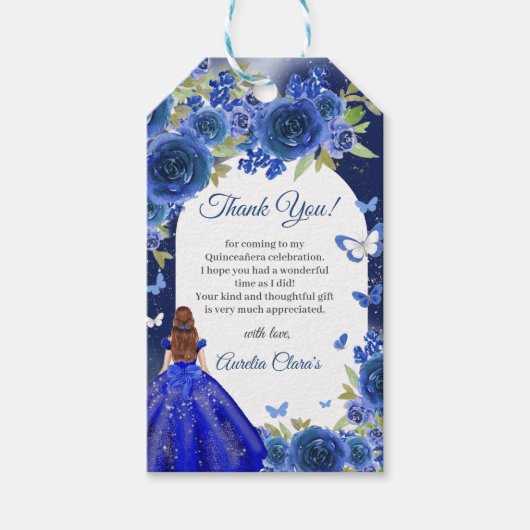 ブルーシルバーバラキンセアニェラ誕生日 ギフトタグ (正面)