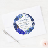 ブルーシルバーバラキンセアニェラ誕生日 ラウンドシール (封筒)