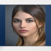 ブルーシルバーバラ女性フォトフローラ誕生日 三つ折り招待状 (内部中)