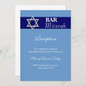 ブルーシルバーバー（ユダヤ教の）バル・ミツバー|披露宴 招待状 (正面/裏面)
