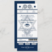 ブルーシルバーバー(ユダヤ教の)バル・ミツバーforツインズサッカーチケット 招待状 (正面/裏面)