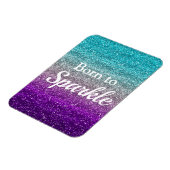 ブルーシルバーパープル生まれグリッターへスパークルラグジュアリー マグネット (左側)