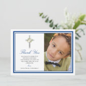 ブルーシルバーファースト・ホーリー・コミュニオンフォトサンキュー サンキューカード (スタンド正面)