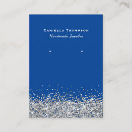 ブルーシルバーフェイクグリッタージュエリーイヤリングディスプレイ 名刺