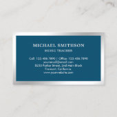 ブルーシルバーフォイルギターミュージック先生ギタリスト 名刺 (裏面)