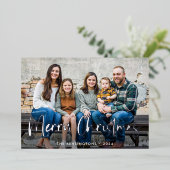 ブルーシルバーフォイルスクリプトクリスマスホリデーフォト 箔シーズンカード (立ち正面)