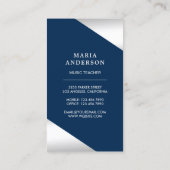 ブルーシルバーフォイルバイオリン音楽教師バイオリン奏者 名刺 (裏面)