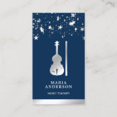 ブルーシルバーフォイルバイオリン音楽教師バイオリン奏者 名刺 (正面)