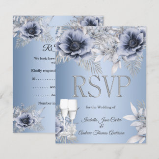 ブルーシルバーフラワー ブーケ チャンピュール ウェディング RSVP