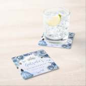 ブルーシルバーフローラキンセアニラパーティー スクエアペーパーコースター (インサイチュ)