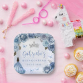 ブルーシルバーフローラキンセアニラパーティー ペーパープレート (パーティー)