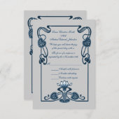 ブルーシルバーフローラスワ結婚ーズ 出欠カード (正面/裏面)