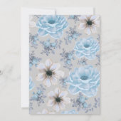 ブルーシルバーフローラルウィンター ベイビーシャワー エレガント ボーホー 招待状 (裏面)