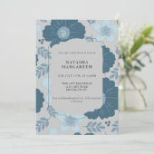 ブルーシルバーフローラ冬ベビーシャワーエレガントボー 招待状 (スタンド正面)