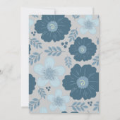 ブルーシルバーフローラ冬ベビーシャワーエレガントボー 招待状 (裏面)