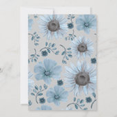 ブルーシルバーフローラ冬ベビーシャワーエレガントボー 招待状 (裏面)