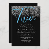 ブルーシルバーブラックボーイズ2nd誕生日パーティー招待状 招待状 (正面/裏面)