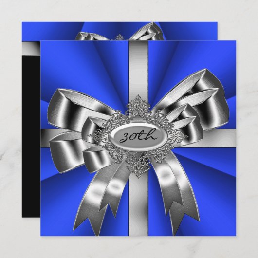 ブルーシルバーボウ30白黒ジュエル2 招待状 (正面/裏面)