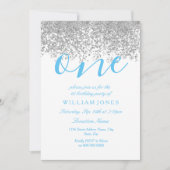 ブルーシルバーボーイズ1st誕生日パーティー招待状 招待状 (正面)