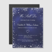 ブルーシルバーボーク再生結婚式招待状磁石 (正面/裏面)
