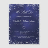 ブルーシルバーボーク再生結婚式招待状磁石 (正面)