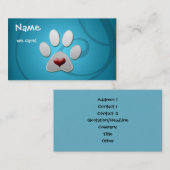 ブルーシルバーポーペットハート名刺 名刺 (正面/裏面)