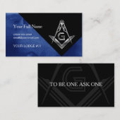 ブルーシルバーマソニックビジネスカード、スクエアコンパス 名刺 (正面/裏面)