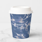 ブルーシルバーマーブルウェディング 紙コップ (正面)