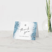 ブルーシルバーマーブルバーまたはバルミツワーありがとう サンキューカード (正面)