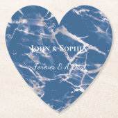 ブルーシルバーマーブル結婚ズ ペーパーコースター (正面)
