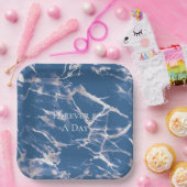 ブルーシルバーマーブル結婚ズ ペーパープレート (パーティー)