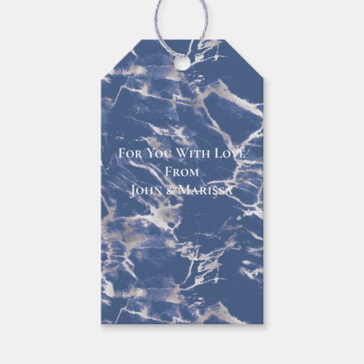 ブルーシルバーマーブル ギフトタグ (正面)