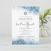 ブルーシルバーマーブル バットミツバ 招待状 (スタンド正面)