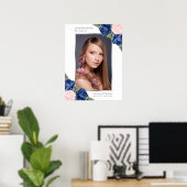 ブルーシルバーメモリアル葬儀写真ウェルカムサイン ポスター (ホームオフィス)