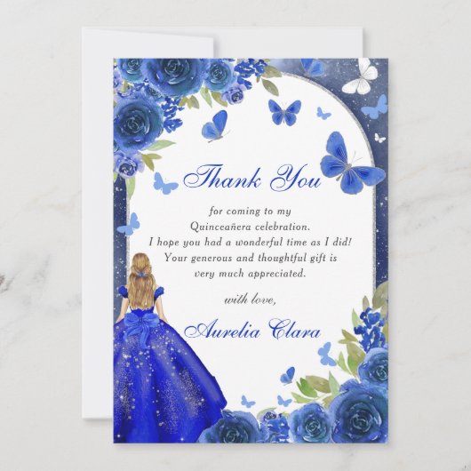 ブルーシルバーローズのキンセアニエラ感謝カード 招待状 (正面)