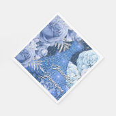 ブルーシルバーローズの花の女性の豪華な誕生日 スタンダードランチョンナプキン (角)