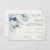 ブルーシルバーローズ ウィンター フラワーズ ウェディング QRコード 出欠カード (正面)