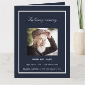 ブルーシルバー写真エレガント葬儀プログラム サンキューカード (正面)
