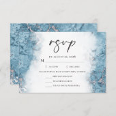 ブルーシルバー大理石の食事の選択RSVP 出欠カード (正面/裏面)