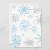 ブルーシルバー小さなスノーフレーク少年の赤ちゃんシャワー 招待状 (裏面)