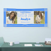 ブルーシルバー幾何学写真2枚卒業 横断幕 (トレードショー)