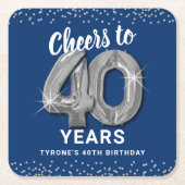 ブルーシルバー応援から40年誕生日 スクエアペーパーコースター (正面)
